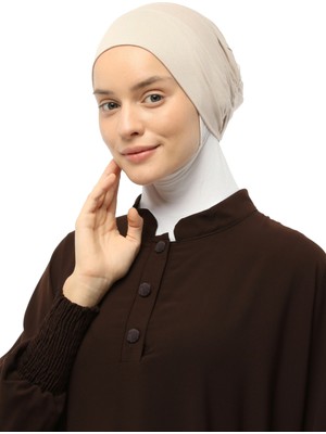 Altobeh Hazır Pratik Geçmeli Lastikli Tesettür Bone - Kum Beji