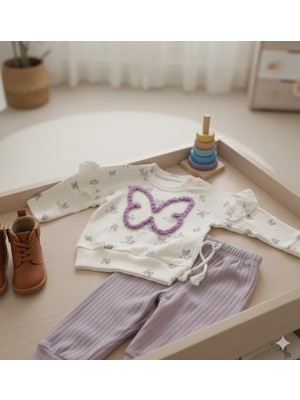 Gmn Collection Kelebek Figürlü Omuzdan Çıtçıtlı Kız Bebek Alt Üst Takım