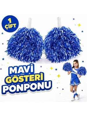Fırsatkolik 1 Çift ( 2 Adet ) Mavi Renk 23 Nisan 19 Mayıs 29 Ekim Okul Gösteri Ponponları