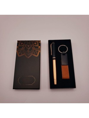 Fırsatkolik Deri Anahtarlık ve Bakır Roller Kalem Seti