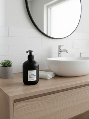 Padilon Siyah Cam Sıvı Sabunluk Modern Tasarım Banyo Mutfak Sabun Dispanseri