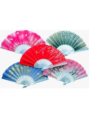 Fırsatkolik Plastik Kumaş Yelpaze 12 Adet Karışık Renk