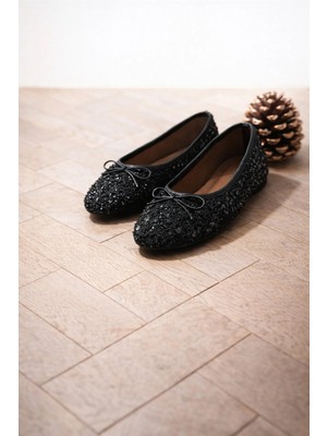 Behtah Kundura Pullu Simli Toka Detaylı Kadın Şık Günlük Babet Ev Babeti