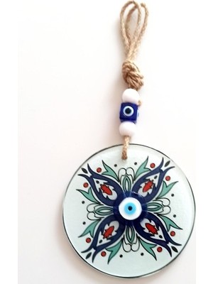 Fırsatkolik Turkuaz ve Lacivert Renk Çiçekli Füzyon Cam Duvar Süsü