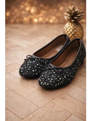 Behtah Kundura Pullu Simli Toka Detaylı Kadın Şık Günlük Babet Ev Babeti