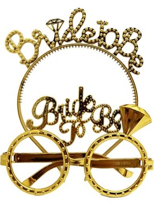 Fırsatkolik Bride To Be Yazılı Taç ve Bride To Be Yazılı Gözlük Seti Altın Renk