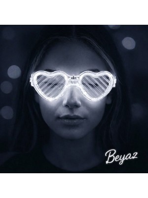 Fırsatkolik Beyaz LED Işıklı Kalp Gözlük – 3 Modlu Parti &amp; Glow Gözlüğü