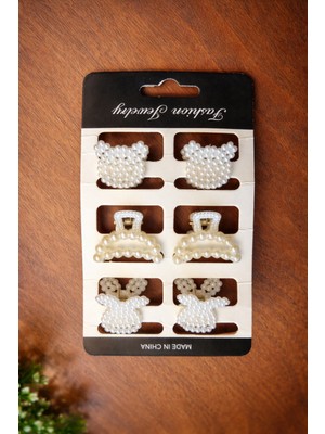 TrendyChic Altılı Incili Mini Çocuk Mandal Toka