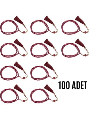 Fırsatkolik Namaz Tesbihi Vavlı 99'lu Cam Incili 35 Besmele-I Şerif Dua Kartı ile Fuşya Renk Hediyelik 100 Adet