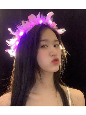 Fırsatkolik LED Işıklı Rengarenk Yanan 3 Fonksiyonlu Otrişli Parti Tacı Pembe Renk 12X12 cm