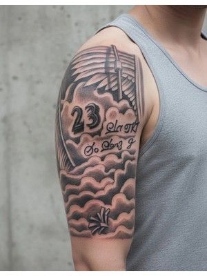 Fırsatkolik Bulutlar Melek Kanatları Geçici Dövme Şablonu Büyük Boy