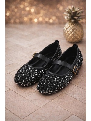 Behtah Kundura Pullu Simli Toka Detaylı Kadın Şık Günlük Babet Ev Babeti