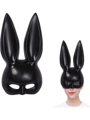 Fırsatkolik Siyah Renk Ekstra Lüks Uzun Tavşan Maskesi 35X16 cm