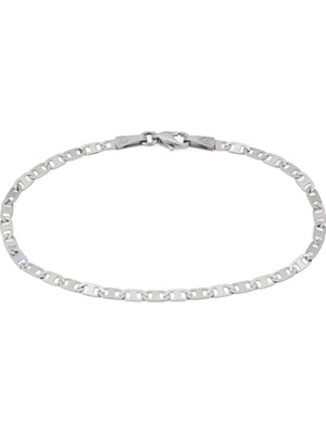 Gümüş Kaplama Çelik Bar Zincir Erkek Bileklik