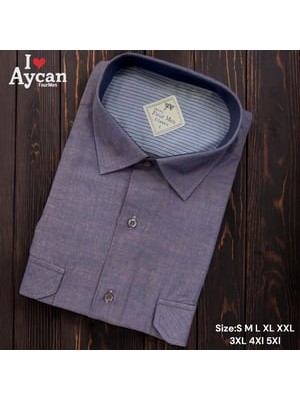 Eren Style Linen Keten Klasik Uzun Kollu Iki Cepli Kapaklı Mavi Baba Gömleği (Regular Kalıp)