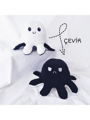 Fırsatkolik Ahtapot Yastık Çevirdikçe Trip Değiştiren Eğlenceli Yastık Siyah - Beyaz