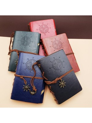 Fırsatkolik Küçük Boy Pusula Baskılı Deri Defter