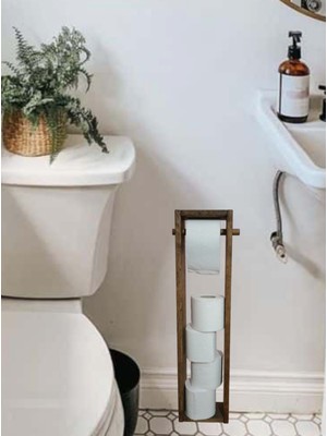 UltraMint Rustik Ceviz Ahşap Wc Kağıtlık, Dekoratif Boyut 65X16X8.5 cm