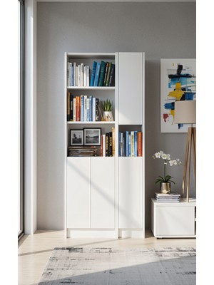 Yeti Mobilya Kuta FLAT85 Kitaplık 4 Kapaklı Kütüphane