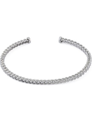 Gümüş Kaplama Çelik Mesh Erkek Bilezik