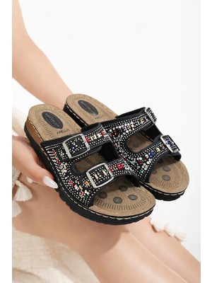 Behtah Kundura Yeni Sezon Boncuklu Şık Tasarım Yumuşak Tabanlı Günlük Terlik