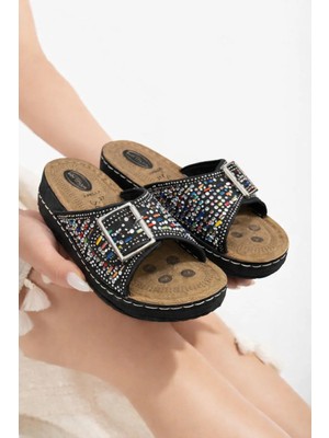 Behtah Kundura Yeni Sezon Boncuklu Şık Tasarım Yumuşak Tabanlı Günlük Terlik