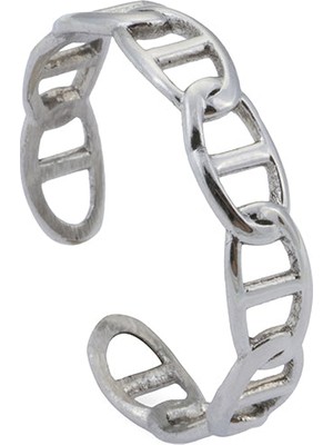 Gümüş Kaplama Çelik Bar Zincir Erkek Yüzük