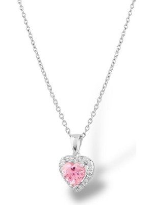 Pembe Kalpli Gümüş Kolye