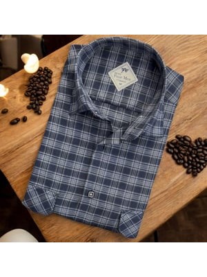 Eren Style Linen Keten Klasik Uzun Kollu Iki Cepli Kapaklı Mavi Baba Gömleği (Regular Kalıp)