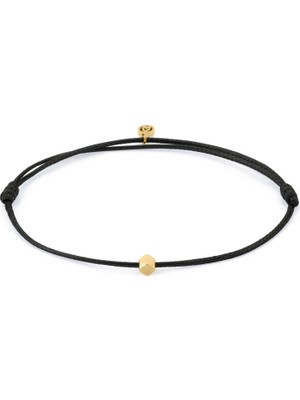 Altın Kaplama Çelik Siyah Şans Erkek Ip Bileklik