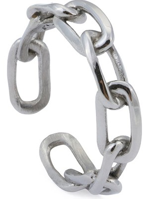 Gümüş Kaplama Çelik Forsa Zincir Erkek Yüzük