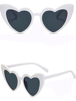 Fırsatkolik Beyaz Renk Kalp Şekilli Parti Gözlüğü