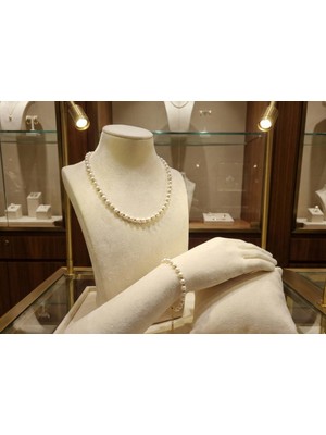 Maison Cloris Beyaz Barok İnci Kolye - Bileklik Seti