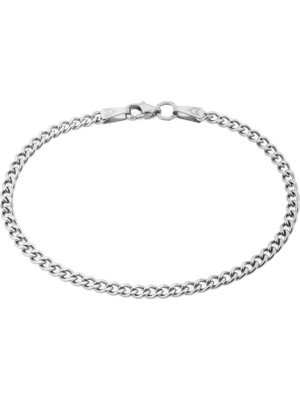 Gümüş Kaplama Çelik Curb Zincir Erkek Bileklik