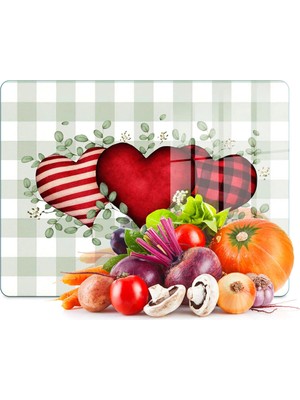 Decovetro Cam Kesme Tahtası ve Sunumluk Love Serisi Kalp Desenli 40 x 30 cm
