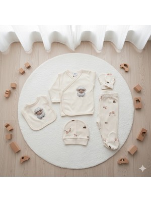 Gmn Collection Yenidoğan Kuzu Figürlü 5'li Hastane Çıkışı Zıbın Seti