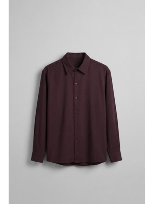 Abluka Online Erkek Relaxed Fit Uzun Kollu Basic Gömlek Mürdüm