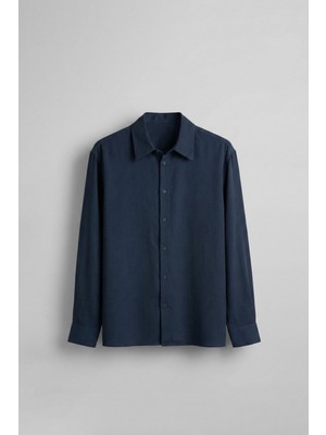 Abluka Online Erkek Relaxed Fit Uzun Kollu Basic Gömlek Lacivert