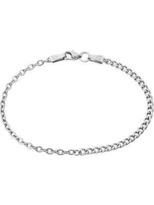 Gümüş Kaplama Çelik Curb Cable Zincir Erkek Bileklik