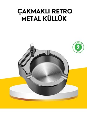 Fırsatkolik Çakmaklı Küllük Paslanmaz Metal Yuvarlak Tasarım