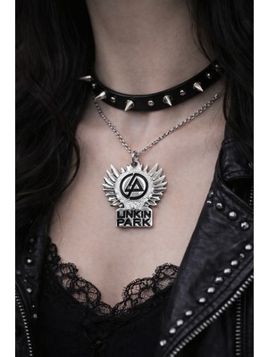 Herşey Nota Linkin Park Amblem Detaylı Metal Kolye – Unisex Zincirli Tasarım