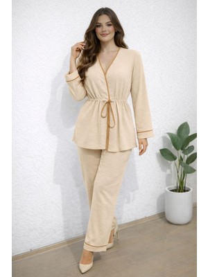 Hiramir Kadın Belden Bağlamalı Bluz Pantolon Takım YZ2511