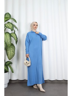 Nisum Moda Fitilli Fermuarlı Triko Elbise