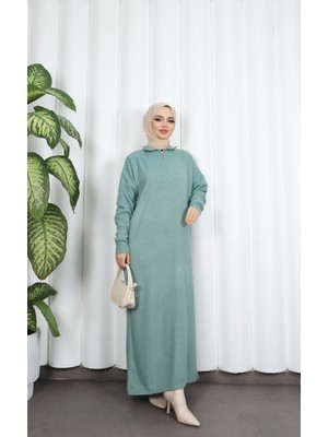 Nisum Moda Fitilli Fermuarlı Triko Elbise