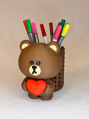 Tebifab Kalemlik - Kalpli Ayıcık Masaüstü Kalemlik