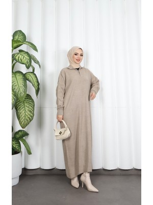 Nisum Moda Fitilli Fermuarlı Triko Elbise