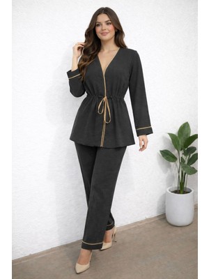 Hiramir Kadın Belden Bağlamalı Bluz Pantolon Takım YZ2511