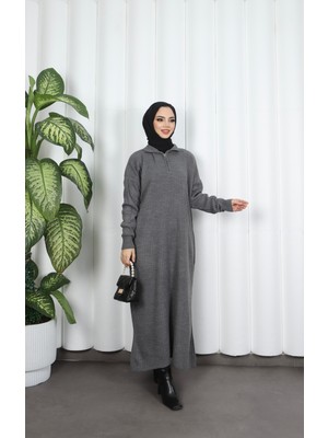 Nisum Moda Fitilli Fermuarlı Triko Elbise