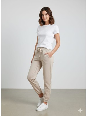 Kadın Modal Kumaş Beli ve Paçası Lastikli Eşoftman Altı