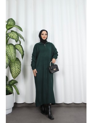 Nisum Moda Fitilli Fermuarlı Triko Elbise